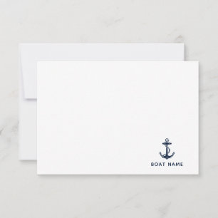 Tarjeta De Agradecimiento Crucero de barco de ancla náutica azul marino