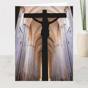 Tarjeta De Agradecimiento Crucifijo con Jesús Cristo. Abadía gótica de Alcob