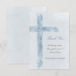 tarjeta de agradecimiento cruz azul evento religio