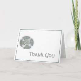 Tarjeta De Agradecimiento Cruz Celta en Plata y Blanco Gracias