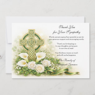 Tarjeta De Agradecimiento Cruz celta irlandesa católica de condolencias Sham
