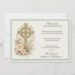Tarjeta De Agradecimiento Cruz Celta Irlandesa Memorial Escritura Gracias