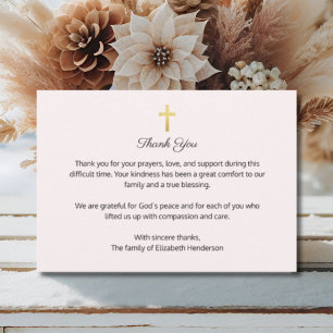 Tarjeta De Agradecimiento Cruz conmemorativa cristiana rosa de agradecimient