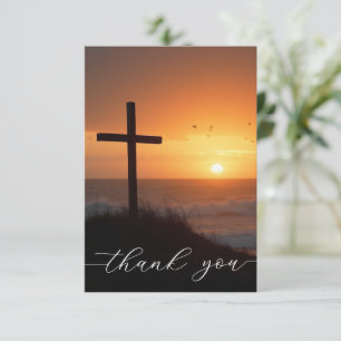 Tarjeta De Agradecimiento Cruz conmemorativa de funeral de simpatía en el oc