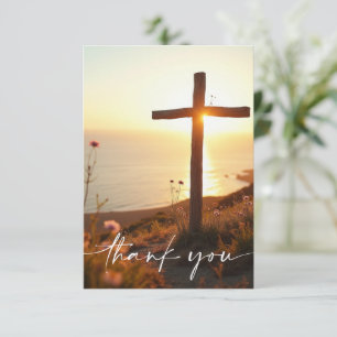 Tarjeta De Agradecimiento Cruz conmemorativa funeral simpatía Amanecer Océan