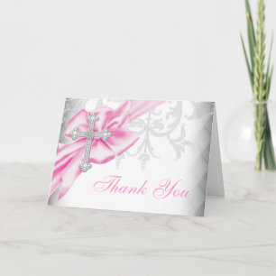 Tarjeta De Agradecimiento Cruz de Damasco Rosa Gracias