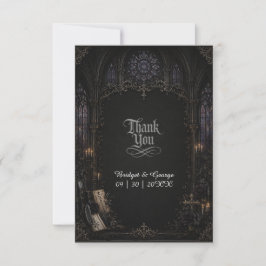 Tarjeta De Agradecimiento Cruz de la Iglesia Catedral Gótica Medieval Boda