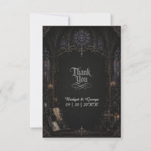Tarjeta De Agradecimiento Cruz de la Iglesia Catedral Gótica Medieval Boda