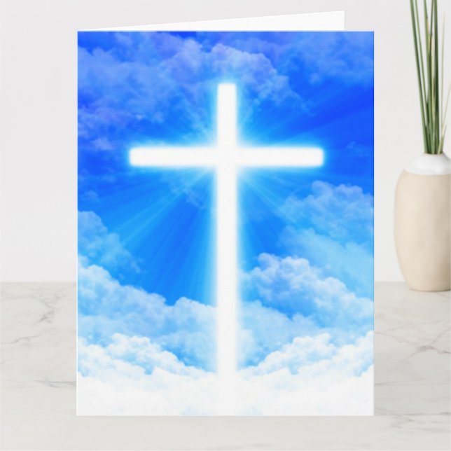 Tarjeta De Agradecimiento Cruz de la Luz Jesucristo Personalizable Cristiano (Anverso)