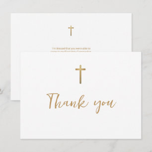 Tarjeta De Agradecimiento Cruz de oro blanco para Primera Comunión