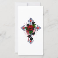 Cruz de Plata con una Rosa Roja