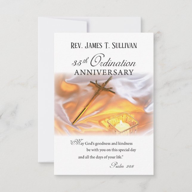 Tarjeta De Agradecimiento Cruz del Aniversario de la Ordenación 35º Nombre d