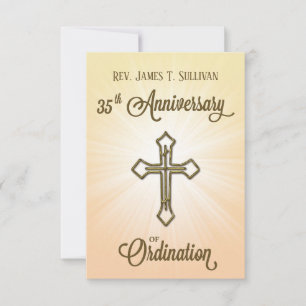 Tarjeta De Agradecimiento Cruz del Aniversario de la Ordenación 35º Nombre d