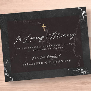 Tarjeta De Agradecimiento Cruz Falsa Simple Negra y Blanca Memorial Elegante