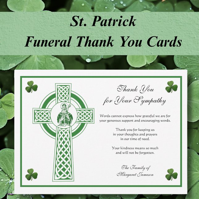 Tarjeta De Agradecimiento Cruz Irlandesa St. Patrick Shamrock Condolence (Subido por el creador)