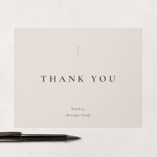 Tarjeta De Agradecimiento Cruz religiosa minimalista Grace Blush