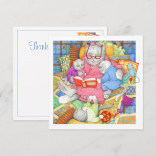 Tarjeta de agradecimiento cuadrada de BEDTIME STOR