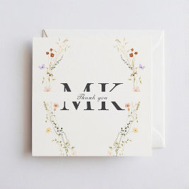 Tarjeta de agradecimiento cuadrada de flores minim