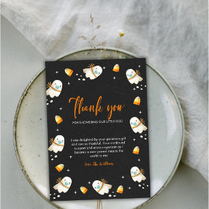 Tarjeta De Agradecimiento Cuadros Bebés Fantasma Halloween Fall Baby Shower