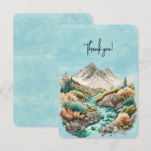 Tarjeta De Agradecimiento Cuadros de acuarela y montañas