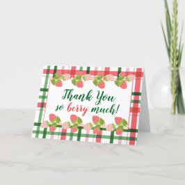Tarjeta De Agradecimiento Cuadros de Fresa "Muchas Gracias, eres muy especia