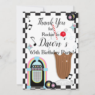 Tarjeta De Agradecimiento Cualquier edad, cumpleaños retro de los años 50