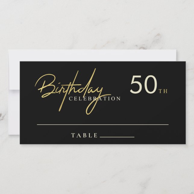 Tarjeta De Agradecimiento Cualquier Edad Simple Black Gold Birday Place Card (Anverso)