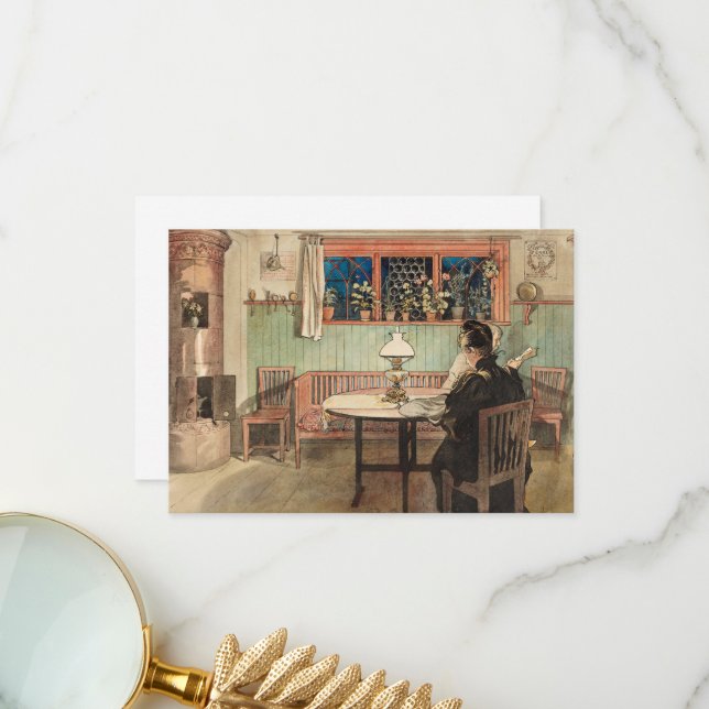 Tarjeta De Agradecimiento Cuando los niños se han acostado de Carl Larsson (Anverso/Reverso In Situ)
