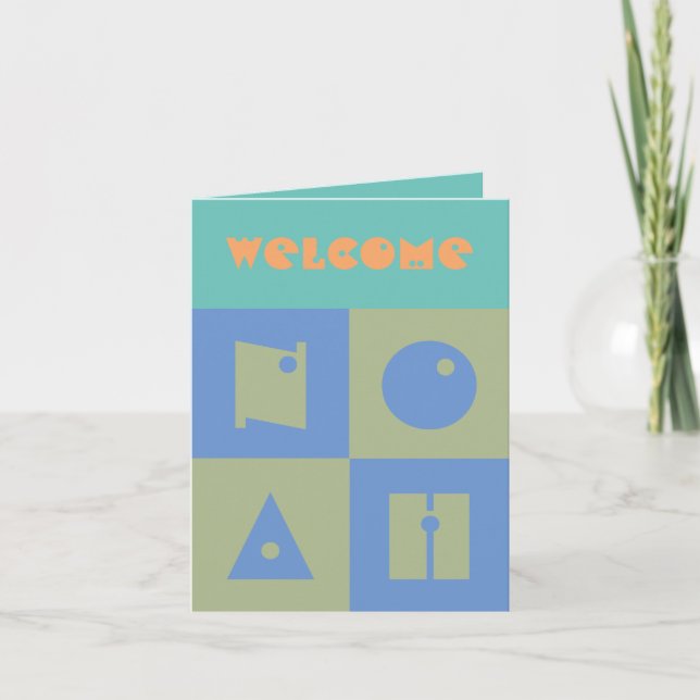 Tarjeta De Agradecimiento Cuatro 4 letras bebé nombre nuevos padres felicita (Anverso)