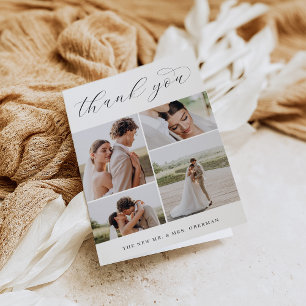 Tarjeta De Agradecimiento Cuatro clásicos Boda multifotográfico doblado