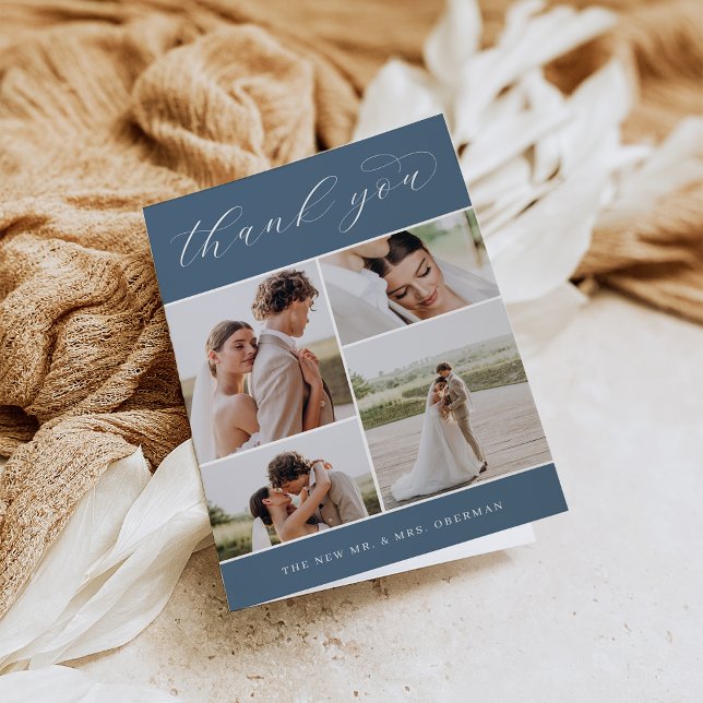Tarjeta De Agradecimiento Cuatro clásicos | Boda multifotográfico doblado (Subido por el creador)