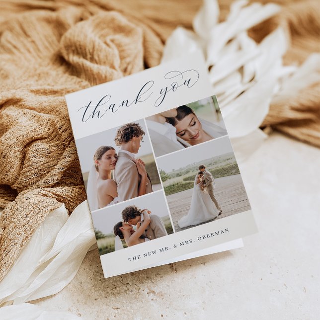 Tarjeta De Agradecimiento Cuatro clásicos | Boda multifotográfico doblado Gr (Subido por el creador)