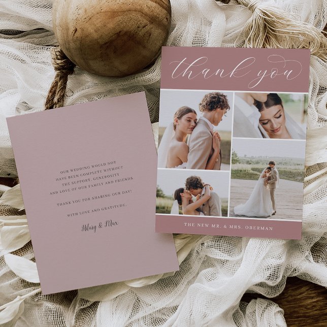 Tarjeta De Agradecimiento Cuatro clásicos | Plana Boda multifoto (Subido por el creador)