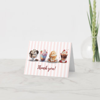 Tarjeta De Agradecimiento Cuatro Cumpleaños de Sundaes de Helado Hechos a Ma