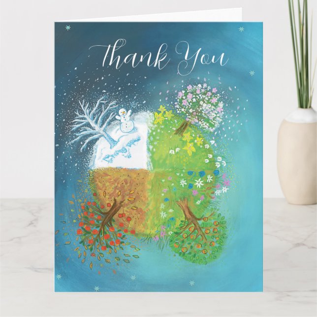 Tarjeta De Agradecimiento Cuatro estaciones en la Tierra (Anverso)