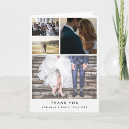Tarjeta De Agradecimiento Cuatro Fotos de Boda Minimalistas Gracias