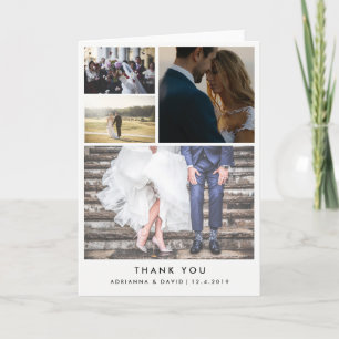 Tarjeta De Agradecimiento Cuatro Fotos de Boda Minimalistas Gracias