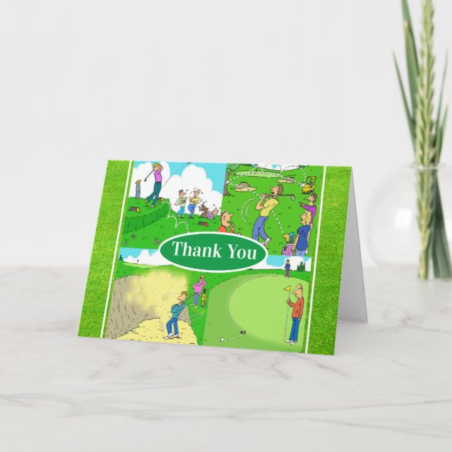 Tarjeta De Agradecimiento Cuatro graciosos Personalizados golfistas (Anverso)
