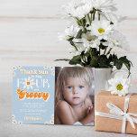 Tarjeta De Agradecimiento Cuatro niños de la época de Groovy retro 4 foto de<br><div class="desc">Diga gracias con estilo con estas tarjetas de agradecimiento de moda de 4º cumpleaños. La redacción de la plantilla es fácil de personalizar y su familia y amigos estarán encantados cuando reciban estas fabulosas gracias.</div>