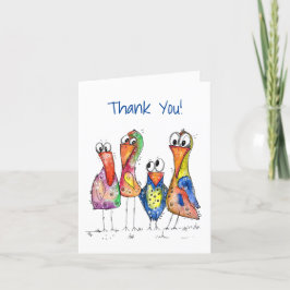 Tarjeta De Agradecimiento Cuatro pájaros alegres y coloridos