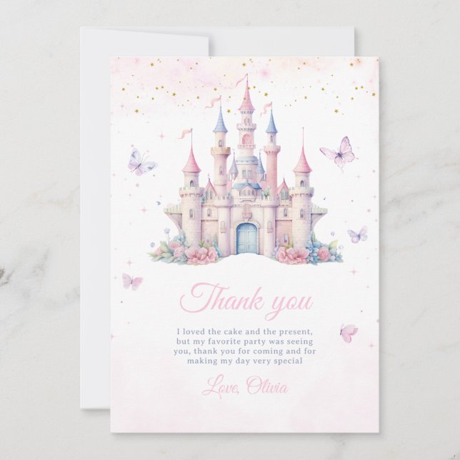 Tarjeta De Agradecimiento Cuatro Princesas para Siempre Cumpleaños Cuento de (Anverso)