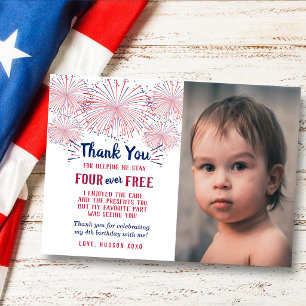 Tarjeta De Agradecimiento ¡Cuatro Siempre Libres! 4 de Julio Cumpleaños 4 Fo