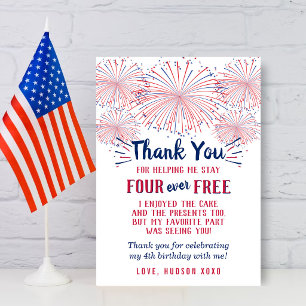 Tarjeta De Agradecimiento ¡Cuatro Siempre Libres! Fiesta de cumpleaños del 4