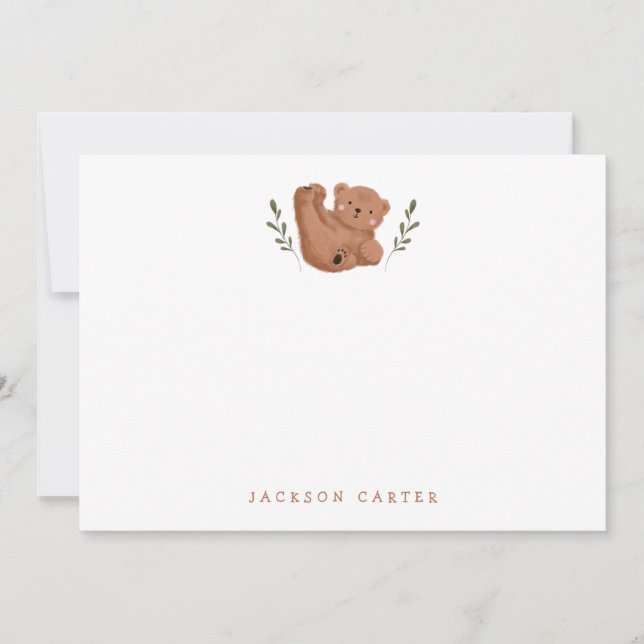 Tarjeta De Agradecimiento Cub Bear Woodland (Anverso)