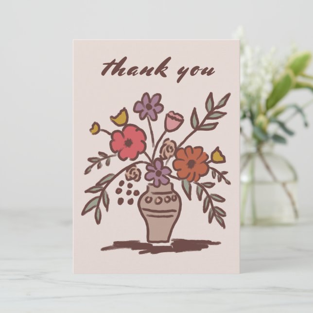 Tarjeta De Agradecimiento Cubierta floral Rústica Cuadros singulares de colo (Anverso de pie)