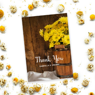 Tarjeta De Agradecimiento Cubo de madera y Boda Daisies Barn Gracias