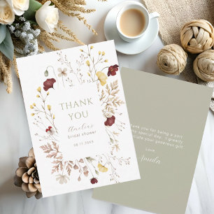 Tarjeta De Agradecimiento Cuello de agua botánico de marco floral ducha de n