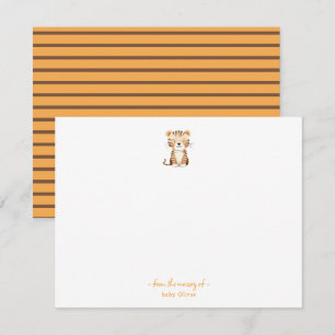 Tarjeta De Agradecimiento Cuenca cutánea Tiger Niño bebé