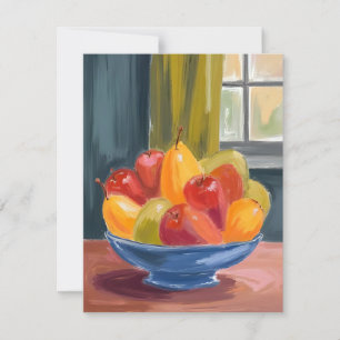 Tarjeta De Agradecimiento Cuenco de Frutas Pintura Acuarela