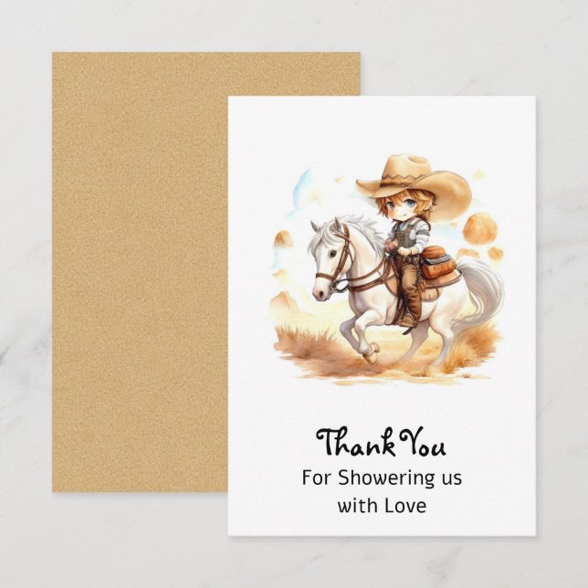 Tarjeta De Agradecimiento Cuentos de Cowboy: Rustic Wild West Baby Shower (Anverso / Reverso)